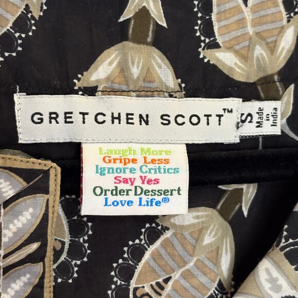 Gretchen Scott Designs Split Neck Top Women's Small Tunic 3/4 Sleeve Cotton - Picture 4 of 9